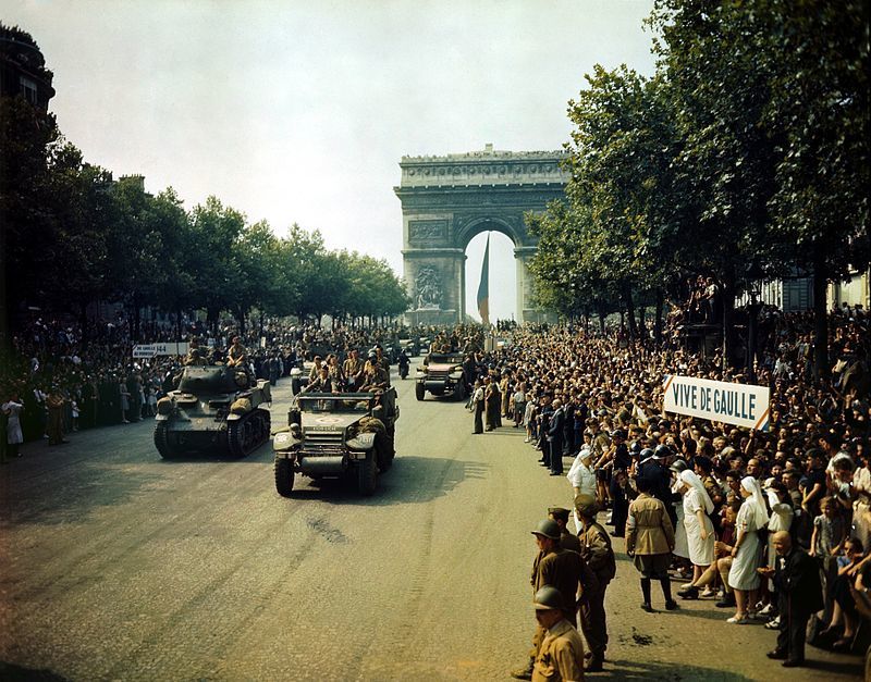 800px crowds of french patriots line the champs elysees